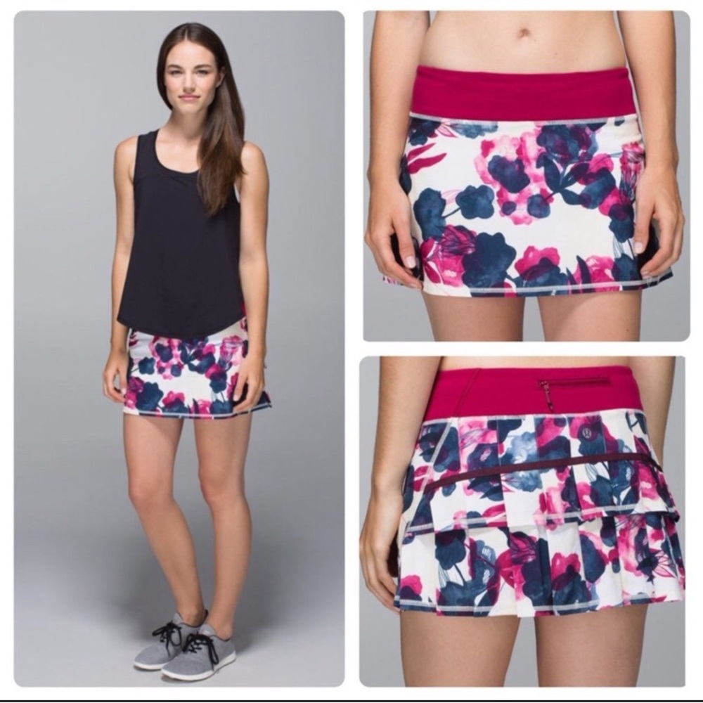 Size 4 Lululemon Run: Pace Setter Skirt Inky Floral Ghost Inkwell Bumble Berry